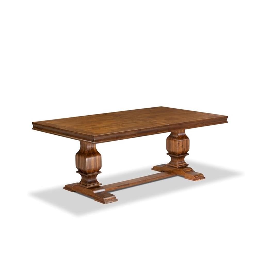 9-Piece Acacia Wood Dining Table Set with 8 Faux Leather Chairs D50548