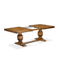 9-Piece Acacia Wood Dining Table Set with 8 Faux Leather Chairs D50548