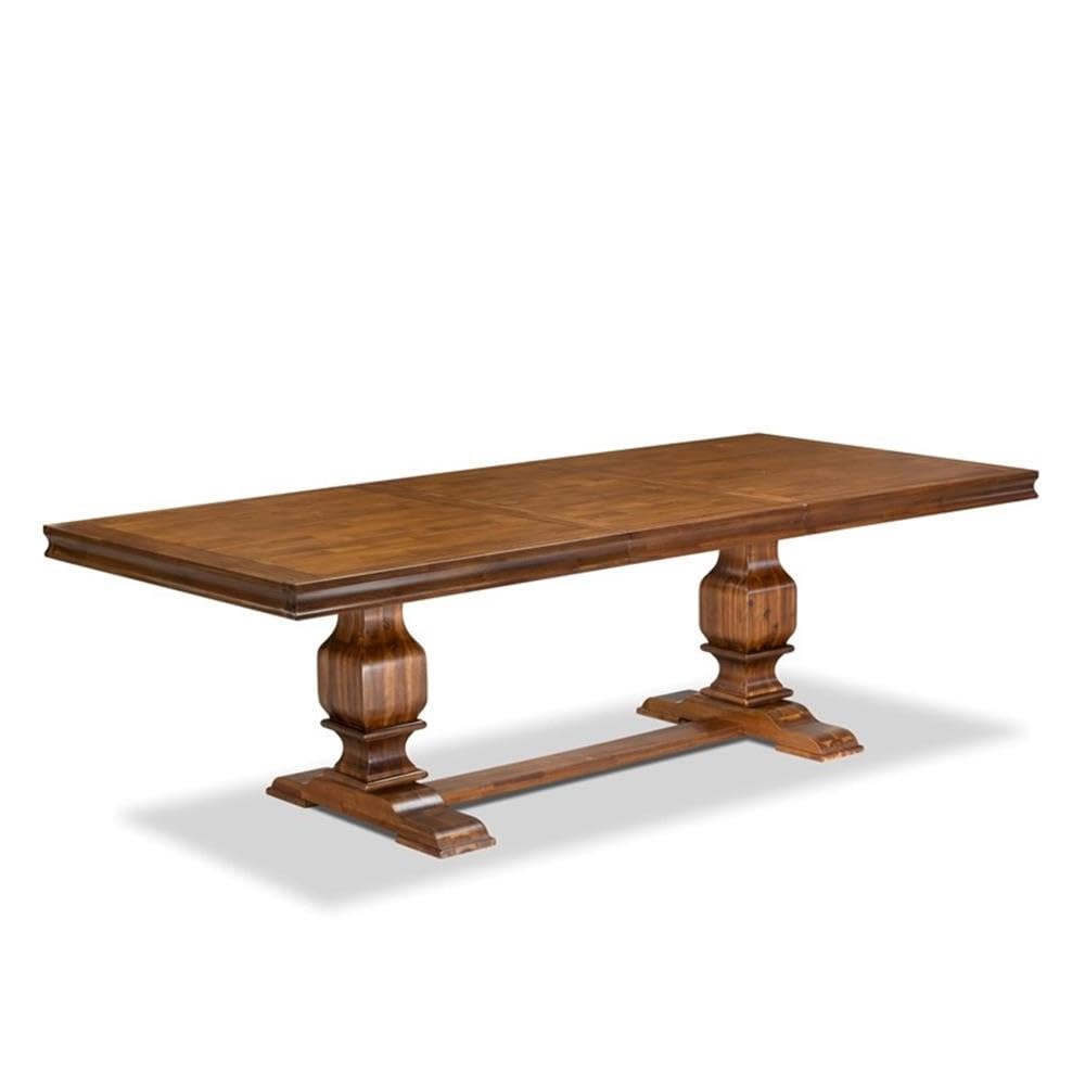9-Piece Acacia Wood Dining Table Set with 8 Faux Leather Chairs D50548