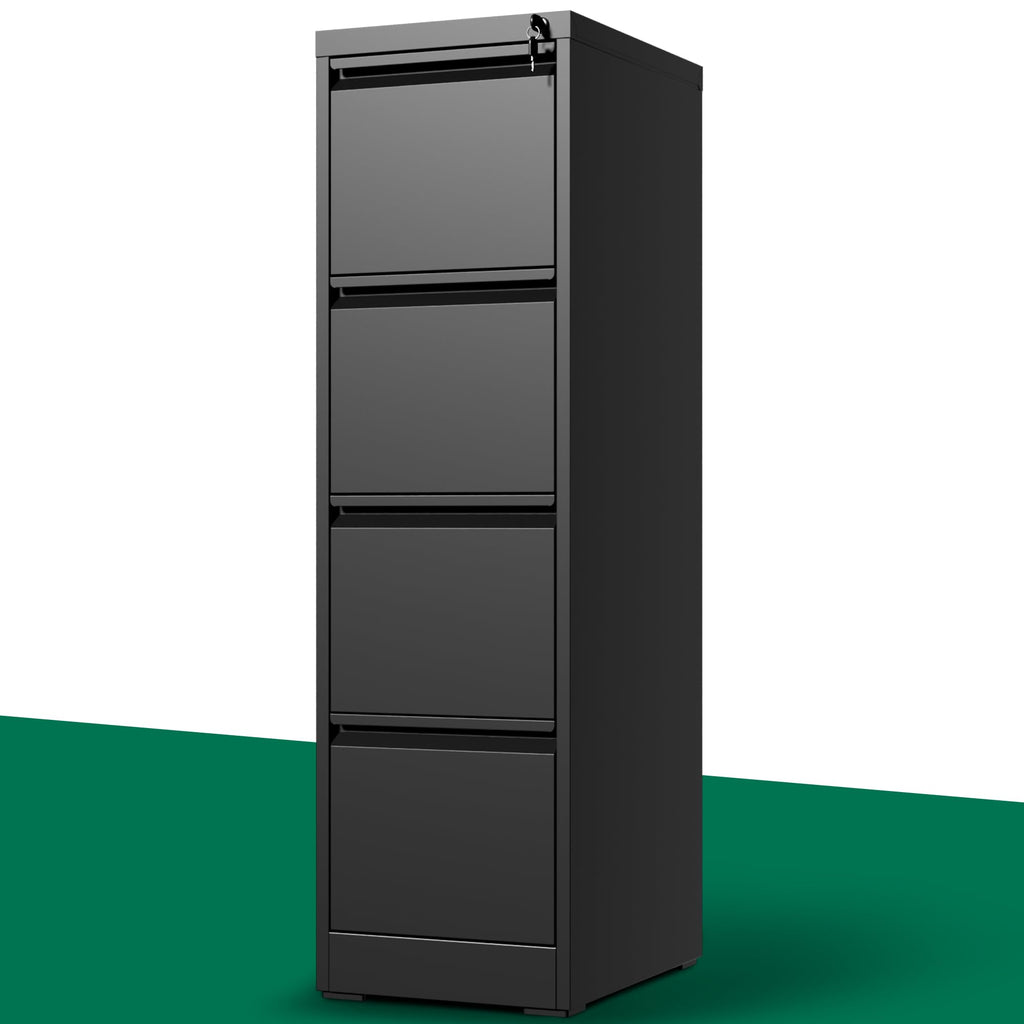 Black 4 Drawer Metal File Cabinet with Lock B967