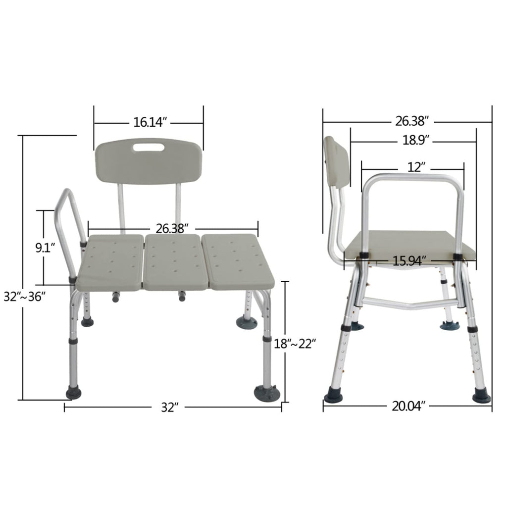 Tub Transfer Bench with Backrest and Armrest W50810