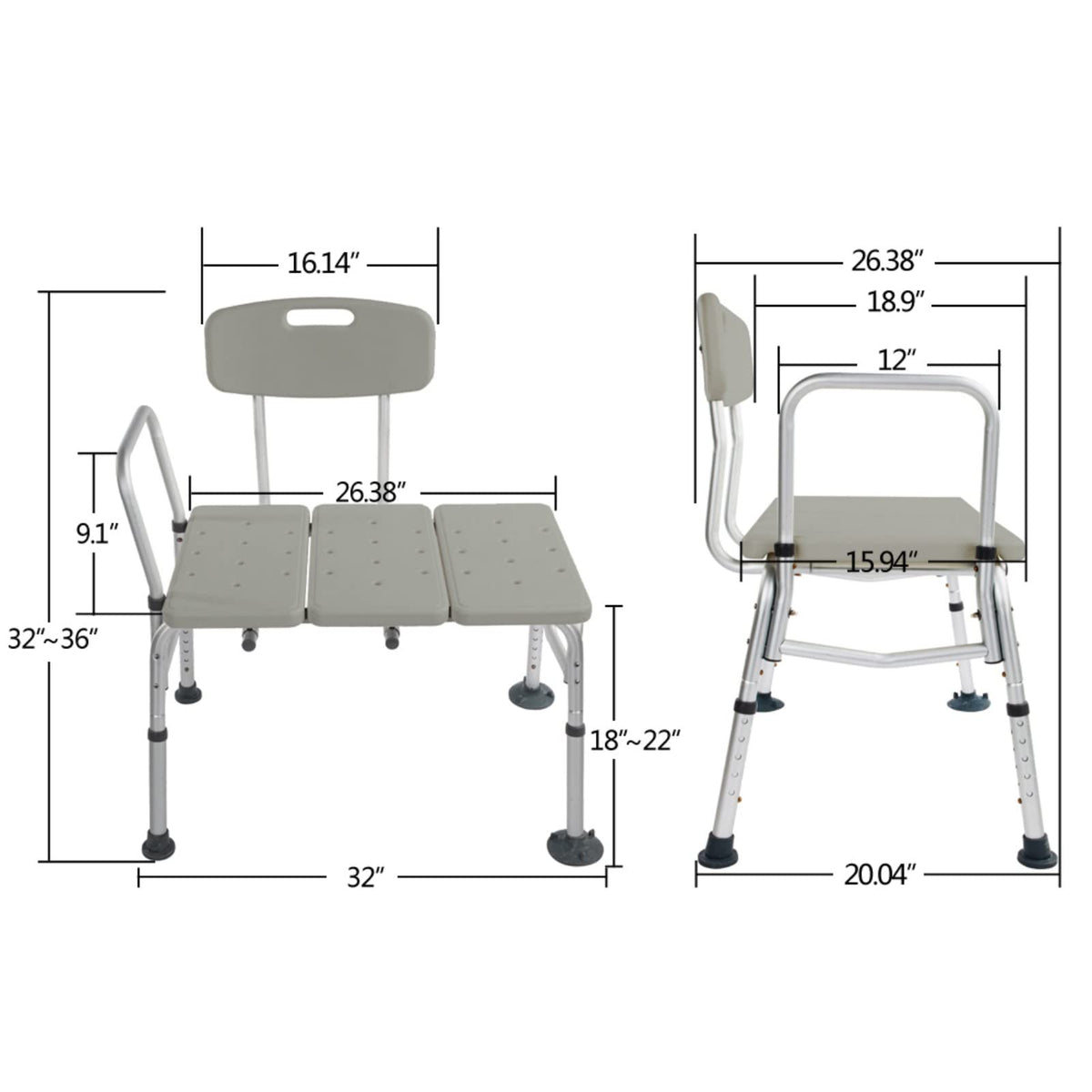 Tub Transfer Bench with Backrest and Armrest W50810