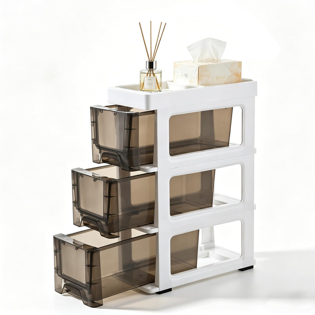 3 Drawer Narrow Plastic Storage Cart with Wheels U410651
