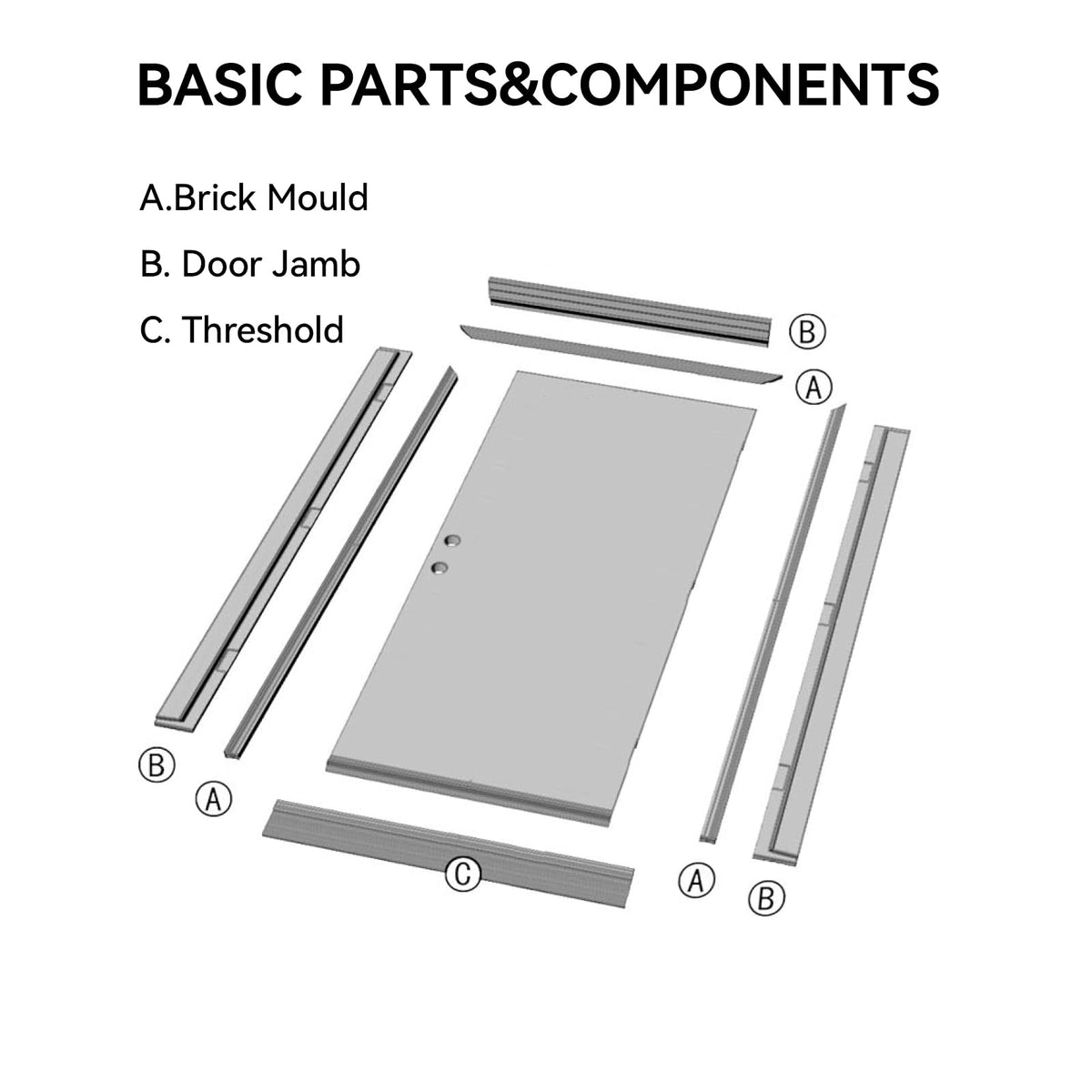 36"x80" Fiberglass Entry Door Frame, 4-9/16 Jamb, Left-Hand Inswing Q567645