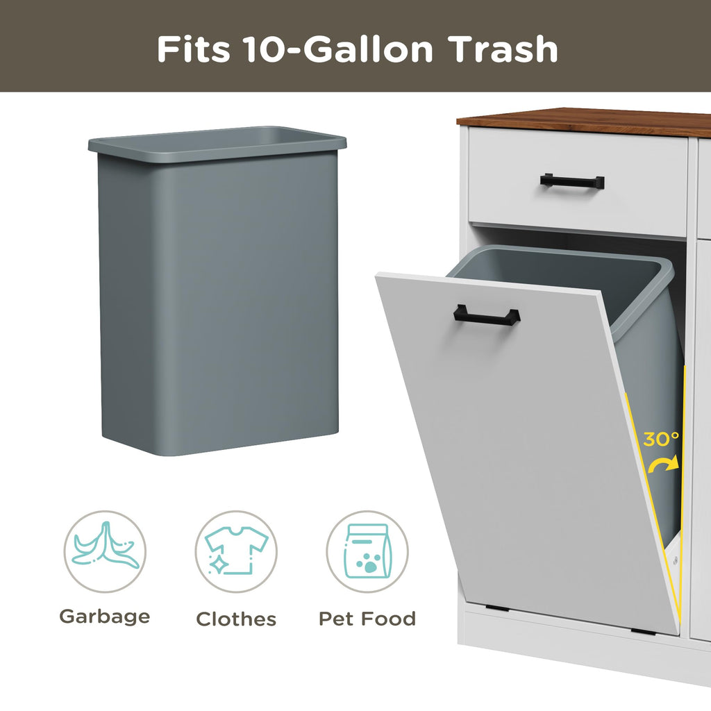 Antique White Double Tilt Out Trash Can Cabinet with 2 Drawers K803