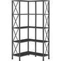 Black 5-Tier L-Shaped Corner Bookshelf W631