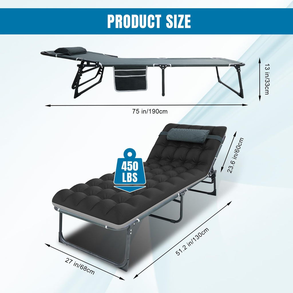 5-Position Folding Camping Cot with Mattress R8390