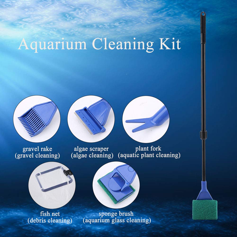 5 in 1 Retractable Aquarium Cleaning Kit with Extendable Handle J36652