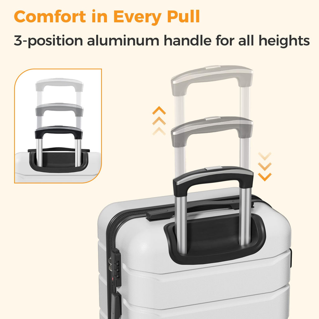 20 Inch White Hard Shell Carry on Luggage D690