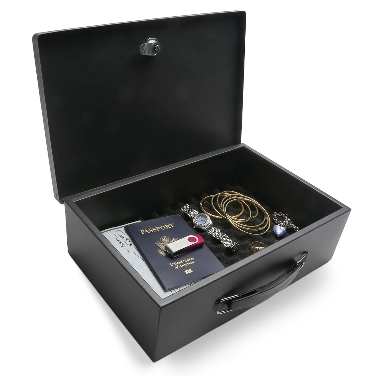 Black Steel Safe Box with Keys Y12085