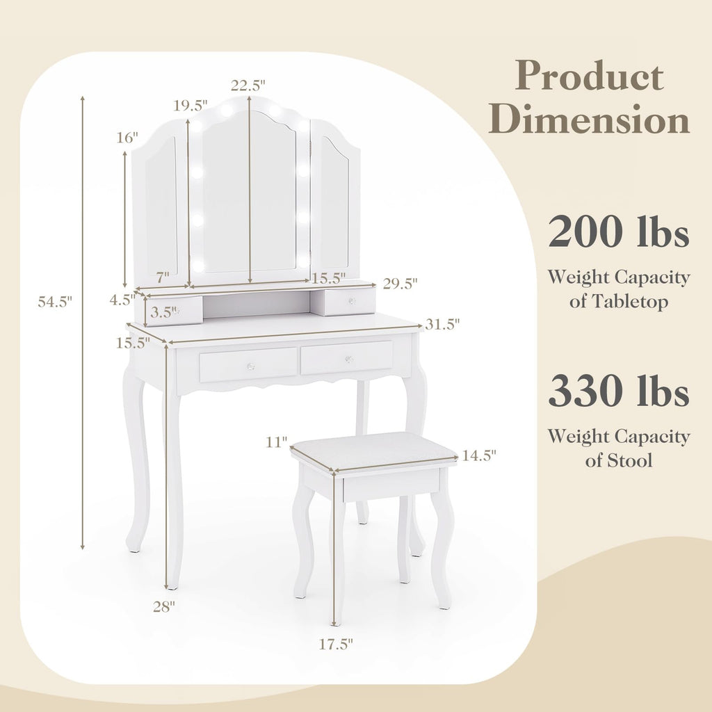 Vanity Desk with Lighted Mirror V97763