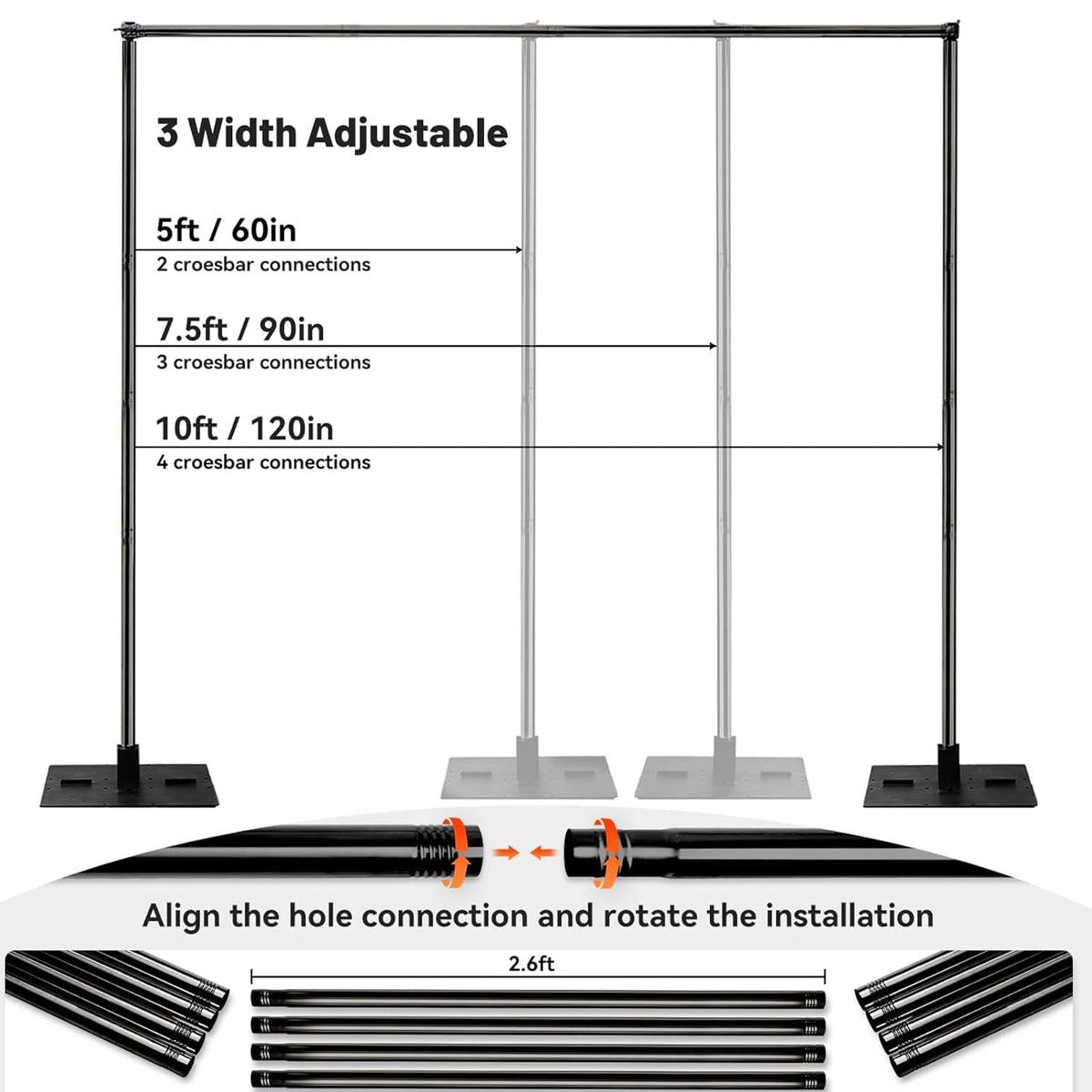 10x10ft Adjustable Heavy Duty Pipe and Drape Backdrop Stand C803