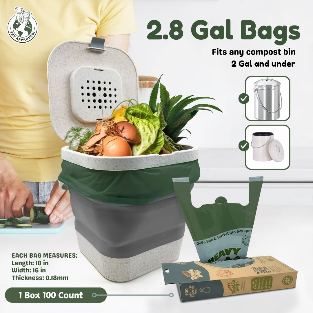 Heavy Duty Bags with EZ Tie Handles, Cornstarch, Leakproof A475