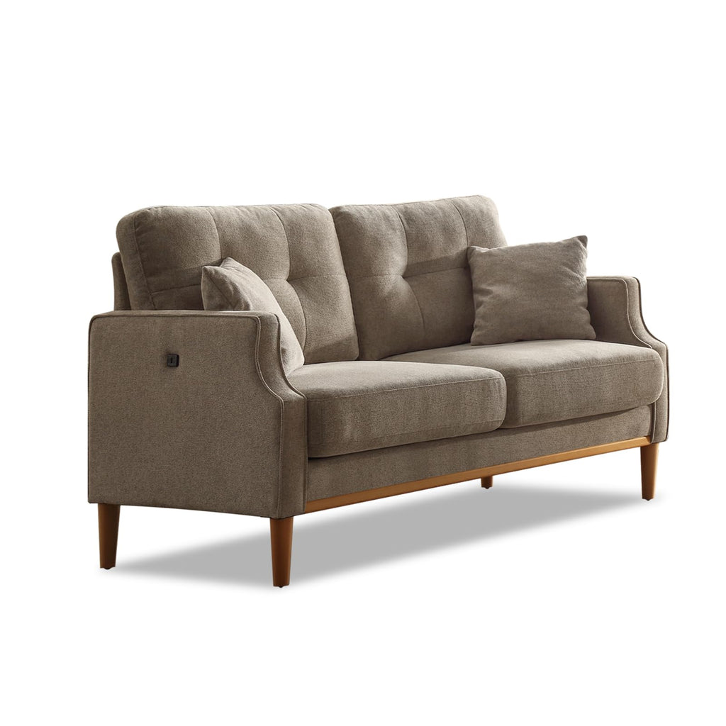 Light Grey Fabric Upholstered 2-Seat Loveseat Sofa with USB Port J8467