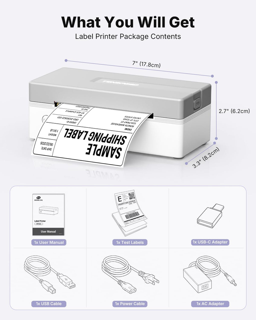 Bluetooth Thermal Shipping Label Printer G516