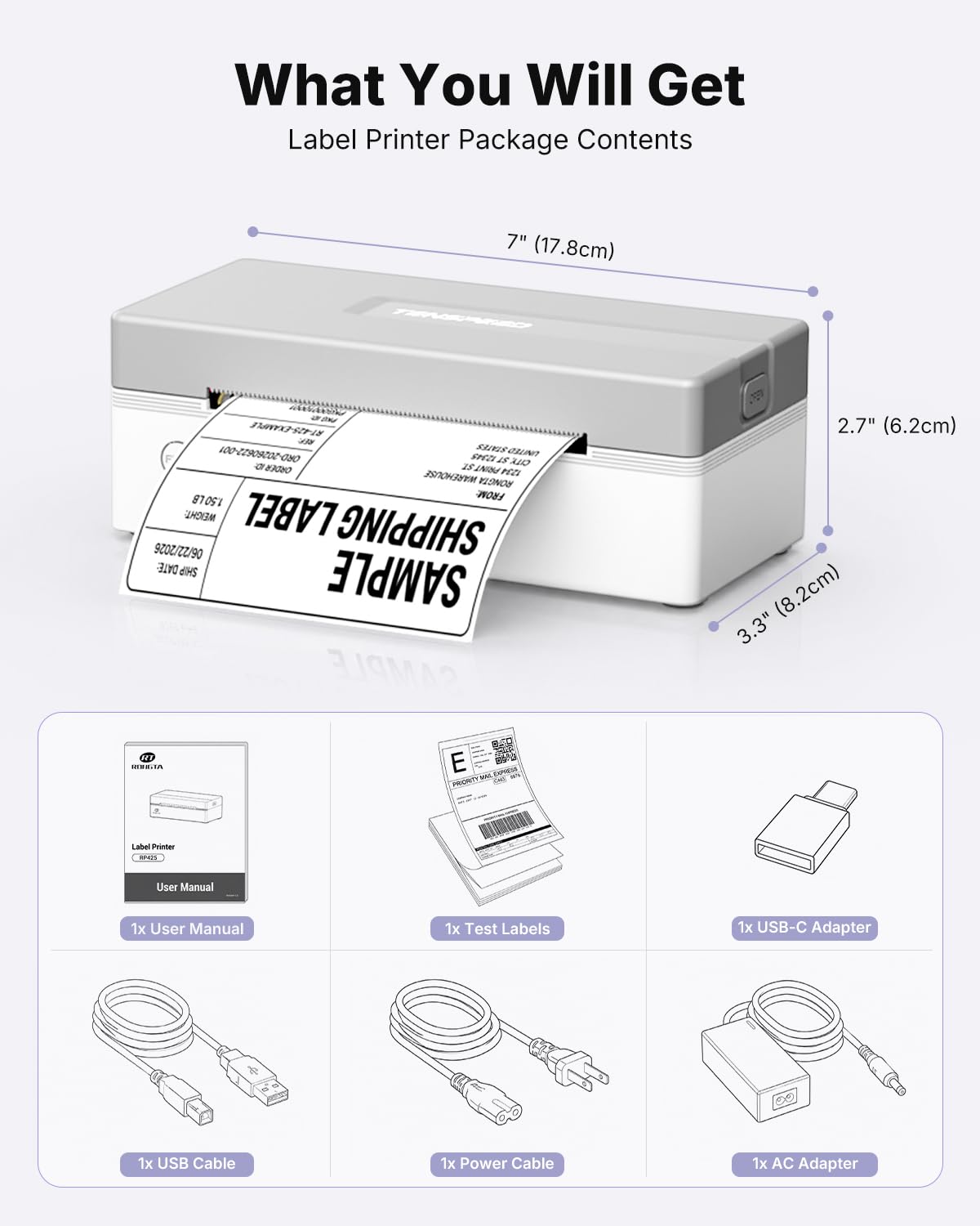 Bluetooth Thermal Shipping Label Printer G516