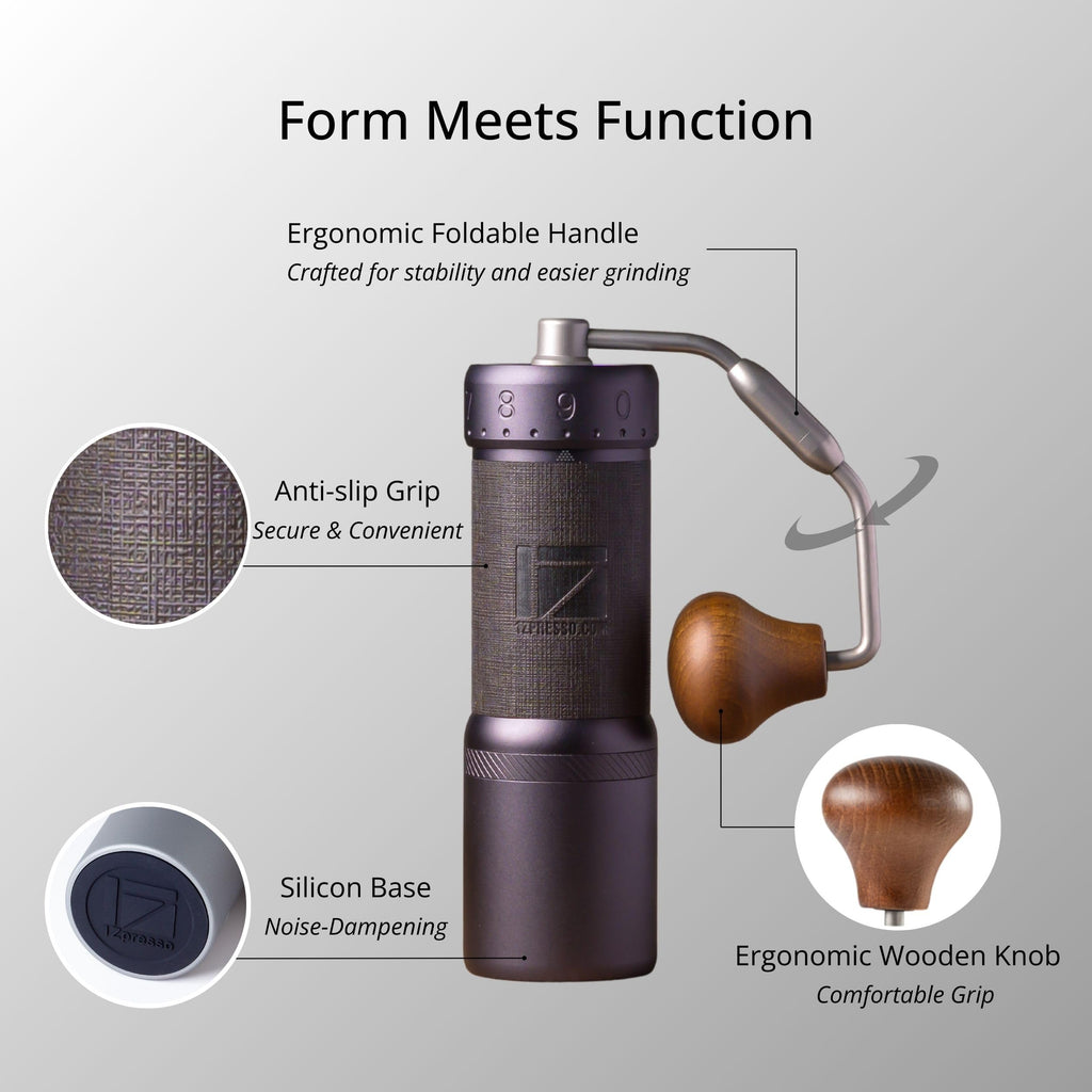 Manual Coffee Grinder Iron Gray Conical Burr Foldable Handle R9638