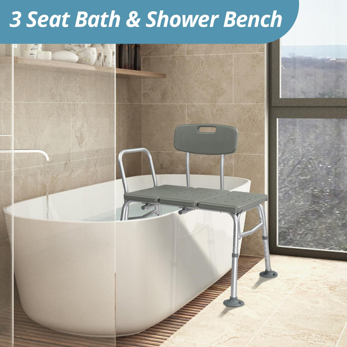 Tub Transfer Bench with Backrest and Armrest W50810