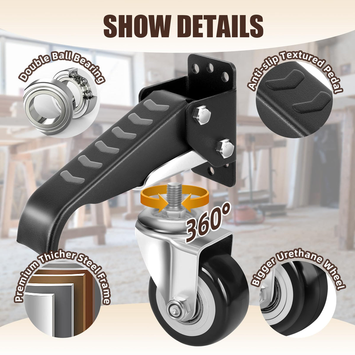 Workbench Casters Kit 600Lbs 4P D960