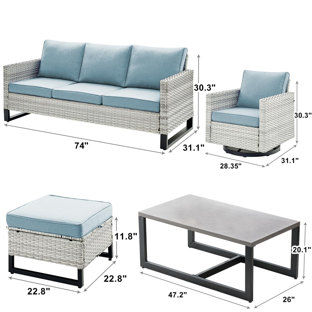 8 Piece Wicker Patio Conversation Set with Swivel Rocker Chairs V826640