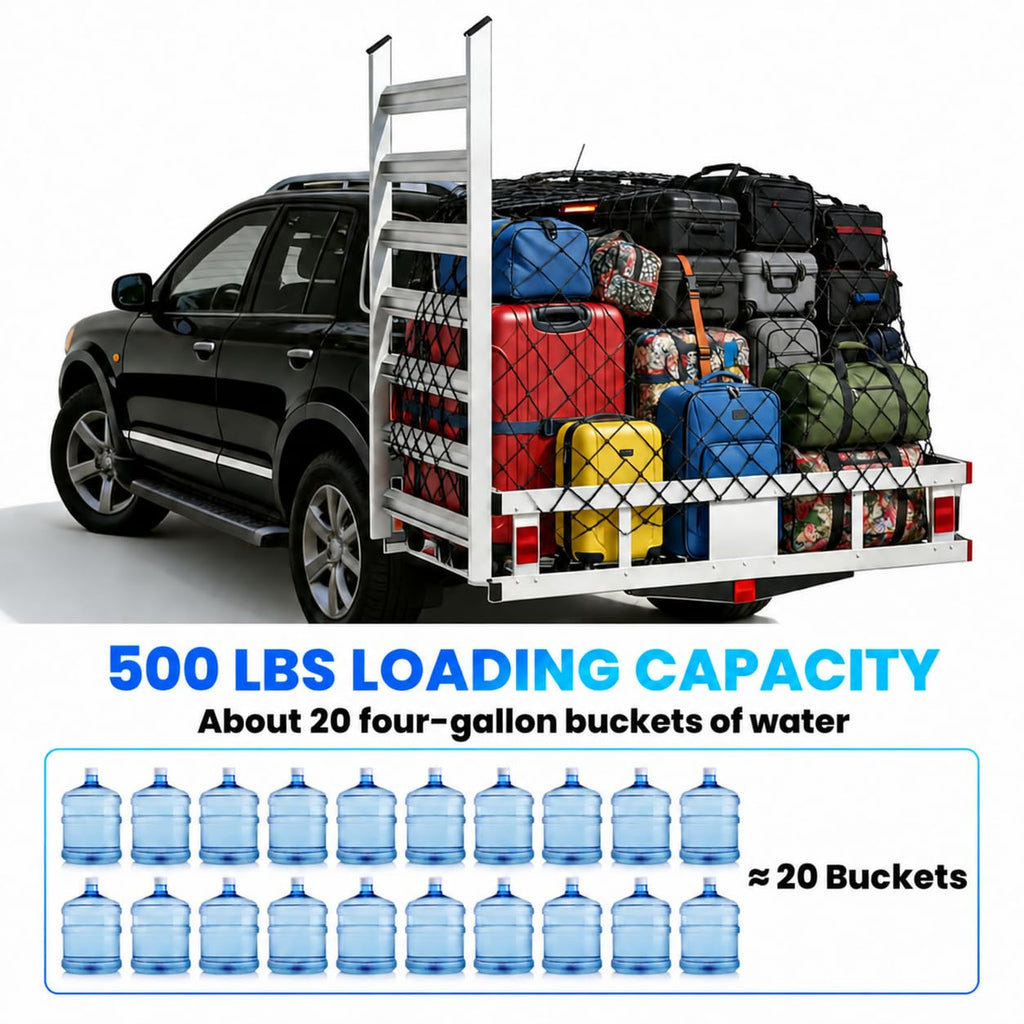 500LBS Heavy-Duty Aluminum Hitch Cargo Carrier with Ramp W235
