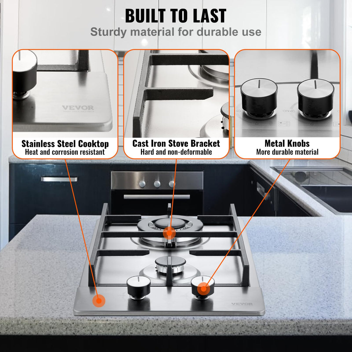 12 inch 2 Burners Stainless Steel Gas Cooktop J52928