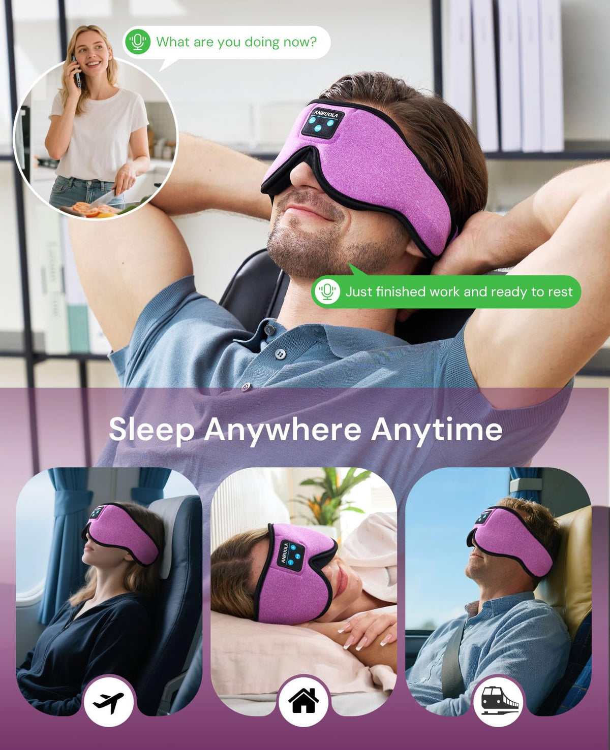 Bluetooth Sleep Mask with Blackout Eye Mask K634
