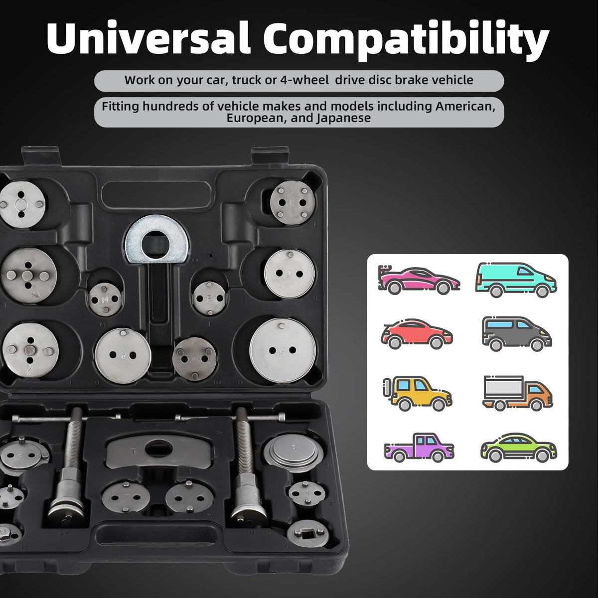 24pcs Disc Brake Caliper Compression Tool Kit L51610