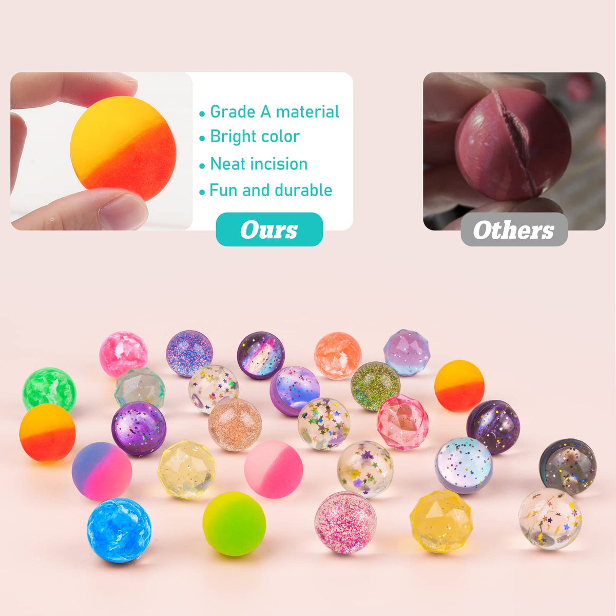 24 Pieces Bouncy Balls 32mm 6 Styles G8200