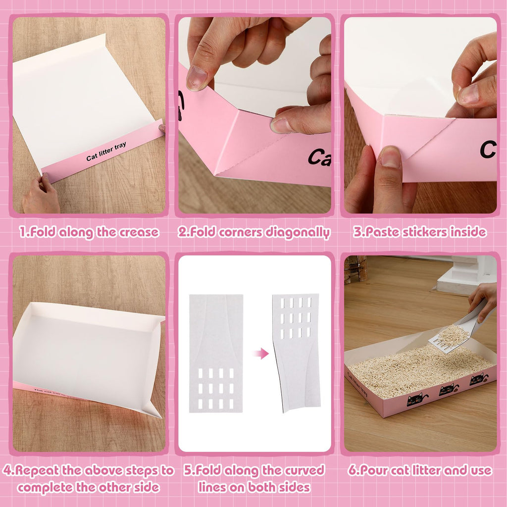60 Pcs Disposable Cat Litter Boxes with Scoops W793535