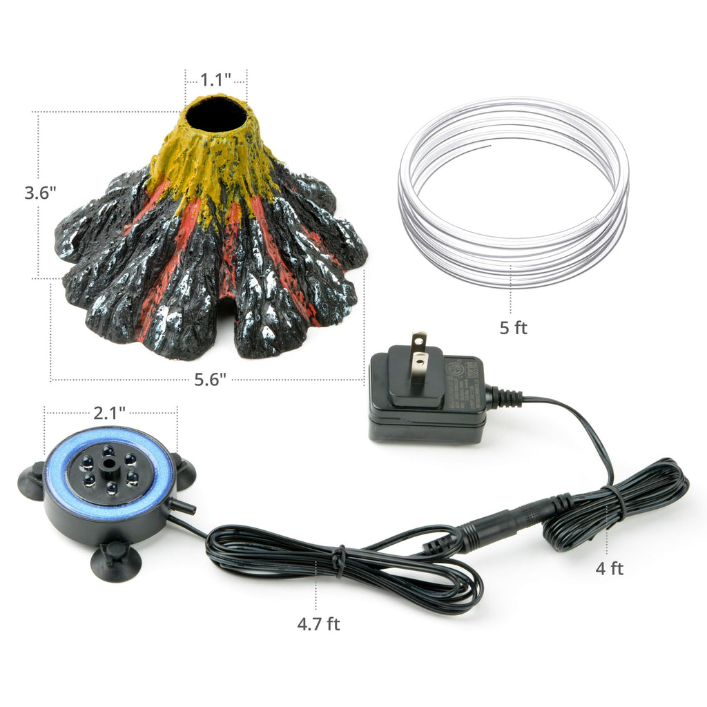 Aquarium Bubbler Decoration LED Volcano Ornament T99867