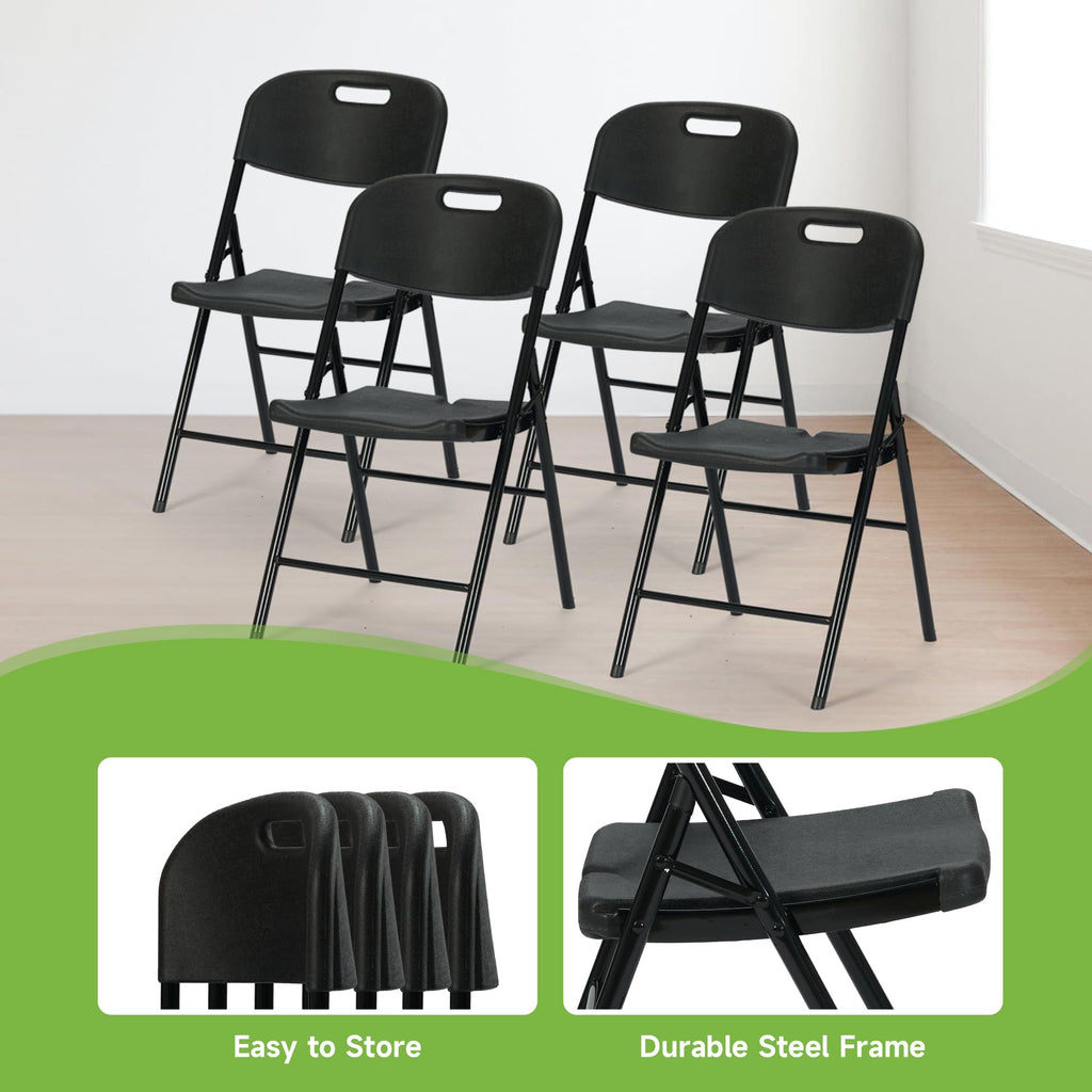 Black Plastic Folding Chair Set of 10 V8836