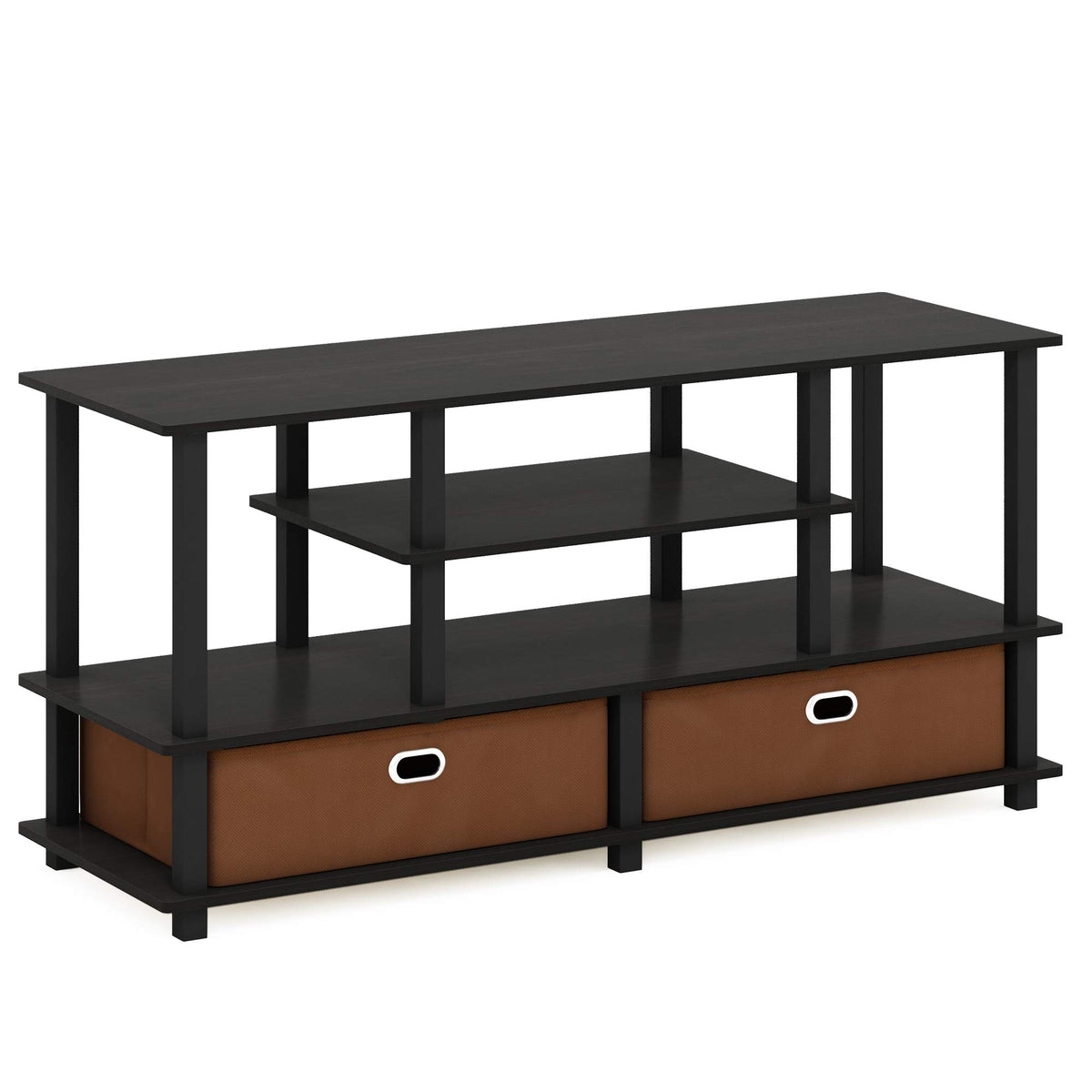 Black Espresso 4-Tier TV Stand with 2 Storage Bins O30328