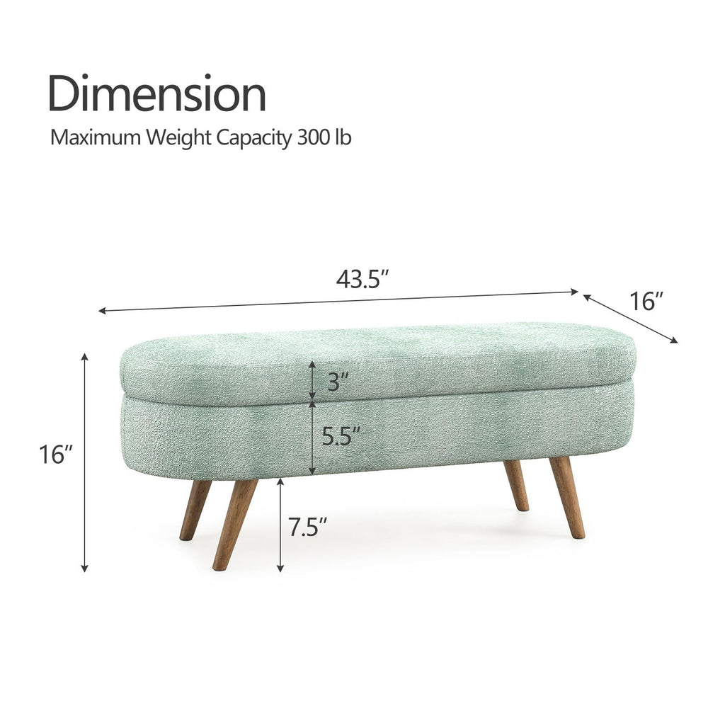 Cyan Boucle Storage Ottoman Bench D79109