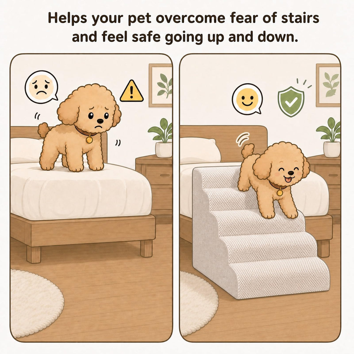 Dog Ramp, Pet Ramp, Dog Stairs, Non-Slip Ladder, 5-Step, Gray Y87977