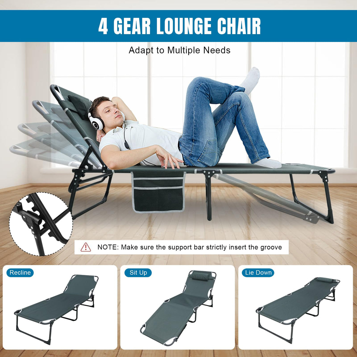5-Position Folding Camping Cot with Mattress R8390