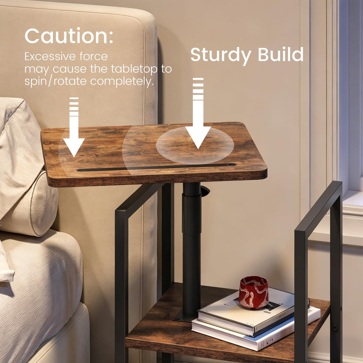360° Swivel 3-Tier Side Table with Storage A7832