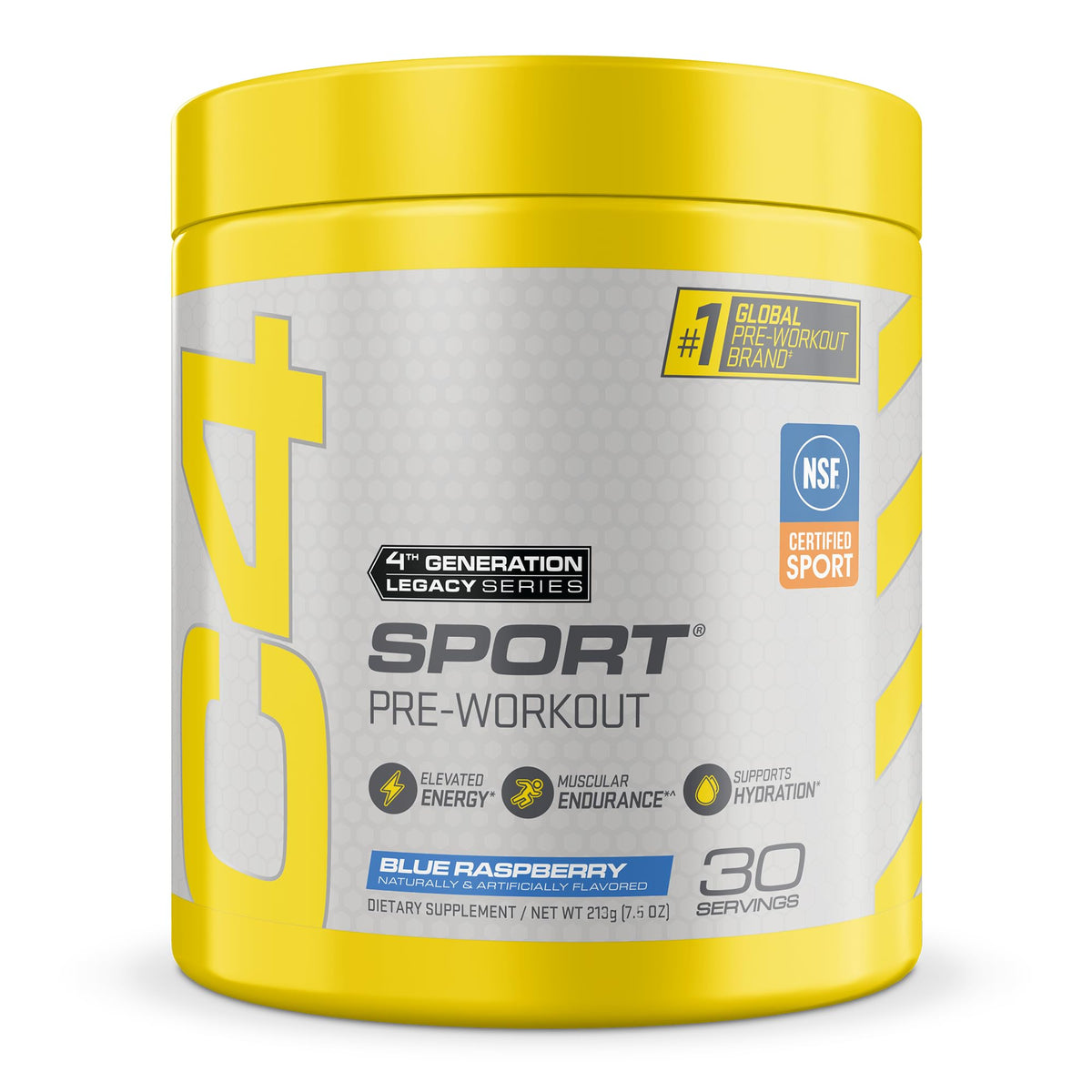 Pre Workout Powder with 135mg Caffeine, Blue Raspberry, 30 Serv W8555
