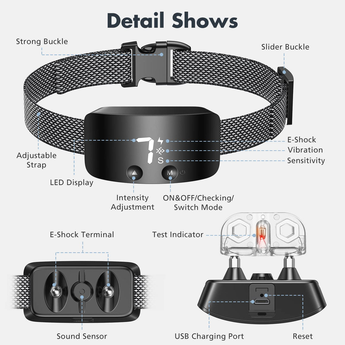 Rechargeable Anti Barking Training Collar B1212