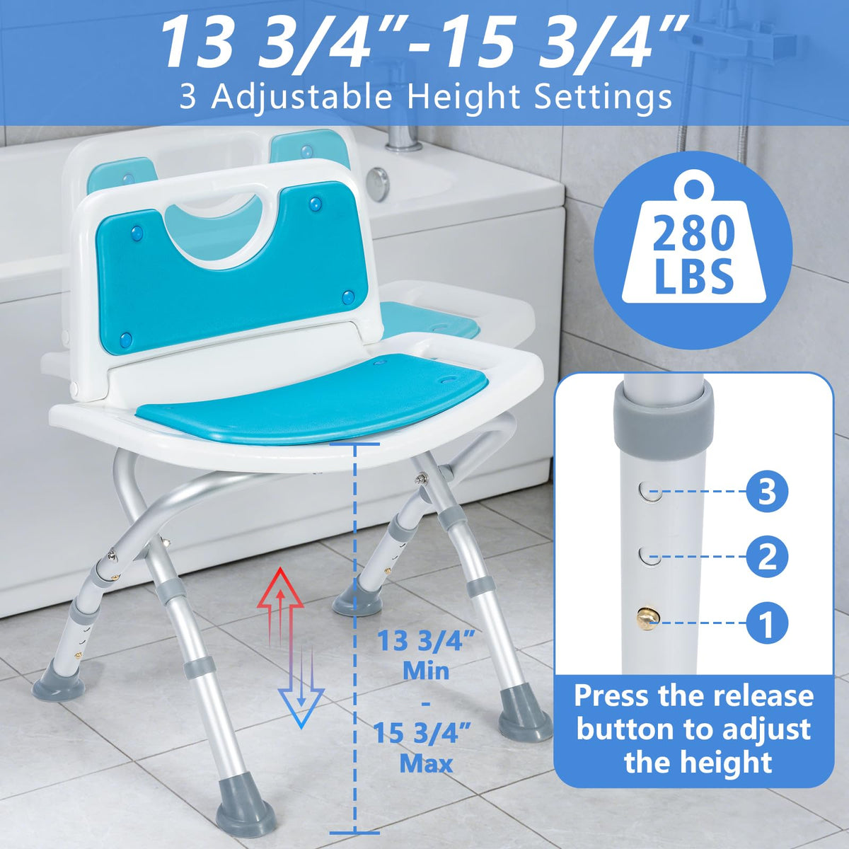 Folding Shower Chair with EVA Padded Seat B586098