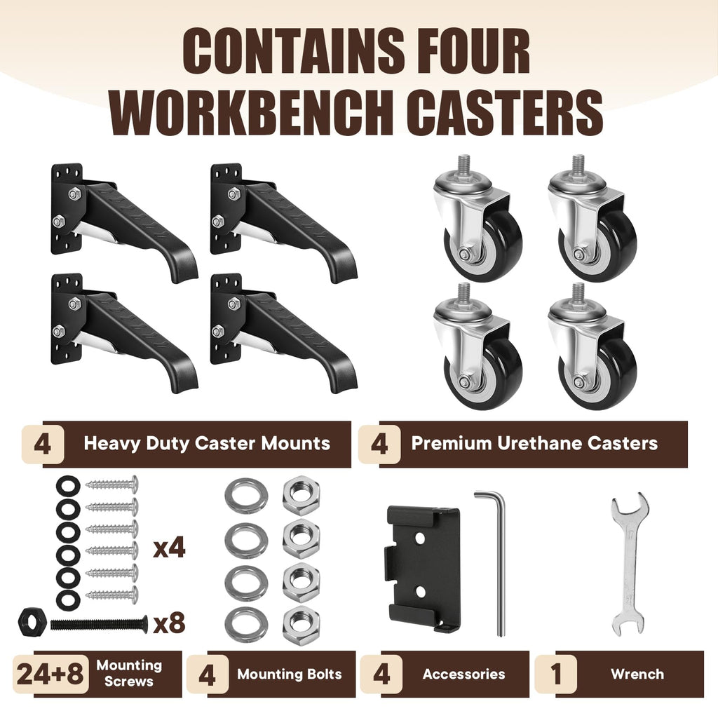 Workbench Casters Kit 600Lbs 4P D960