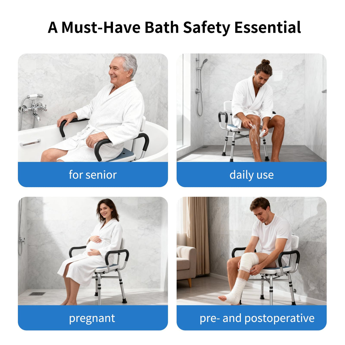 Heavy Duty Shower Chair with Arms and Back Z383