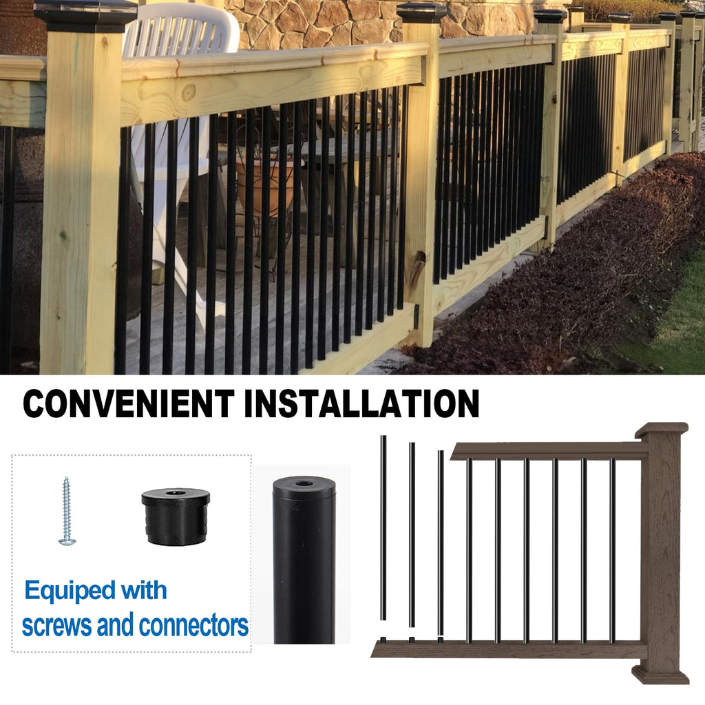 101 Pack 36" Round Black Aluminum Deck Balusters T65492
