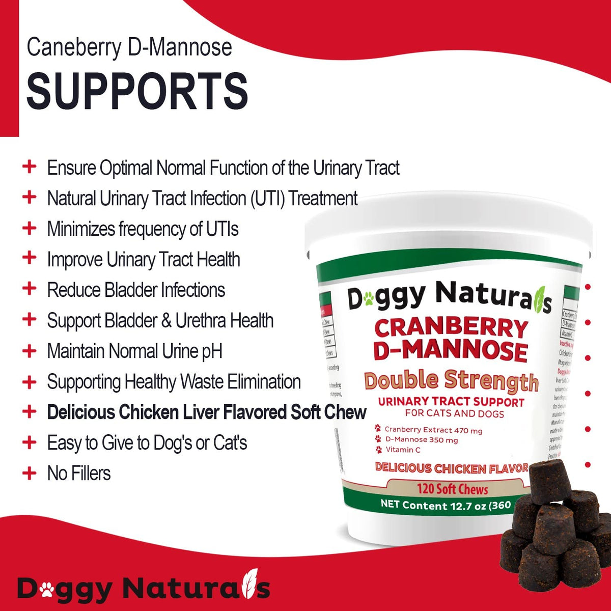 Cranberry D-Mannose Soft Chew 11.4 oz 120 Count B42568