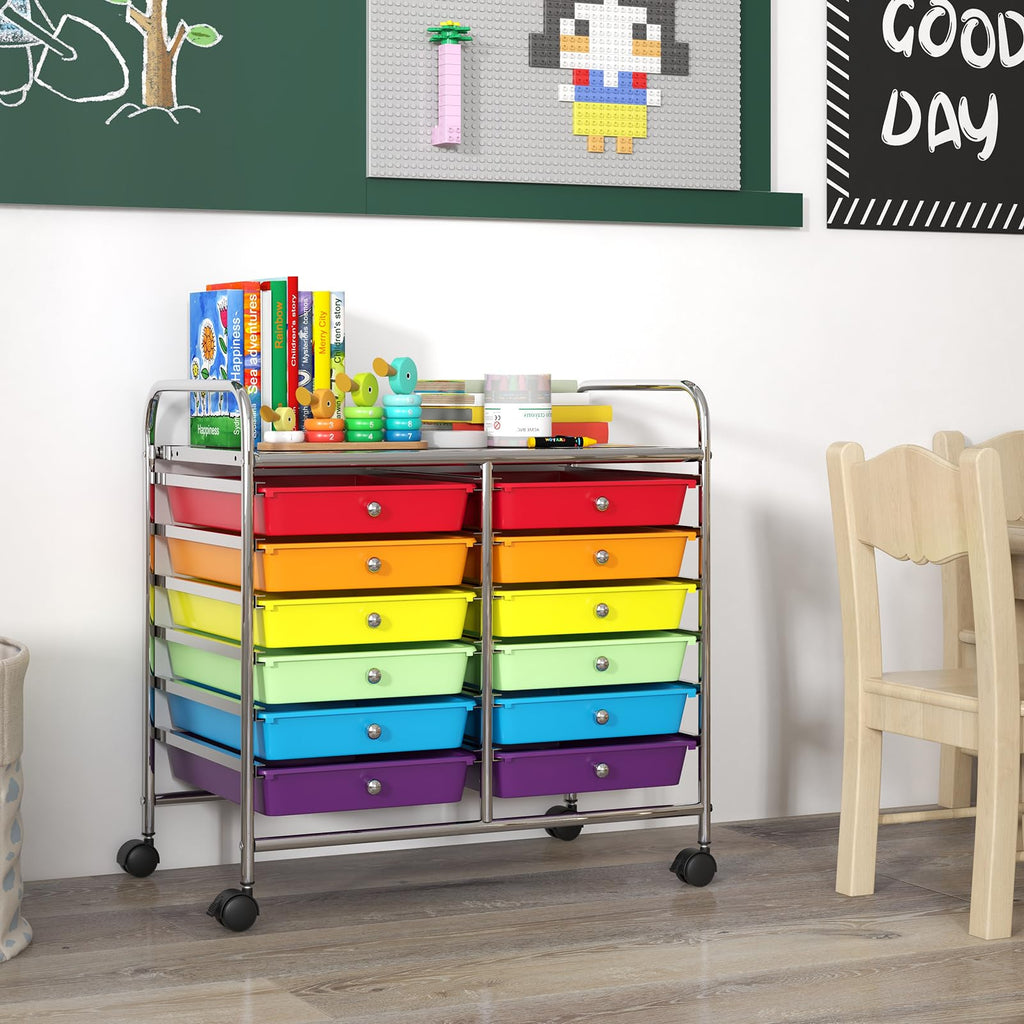12 Drawer Rolling Storage Cart with Lockable Wheels M856