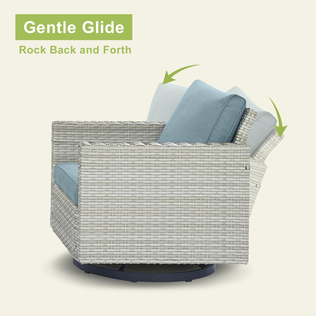 8 Piece Wicker Patio Conversation Set with Swivel Rocker Chairs V826640