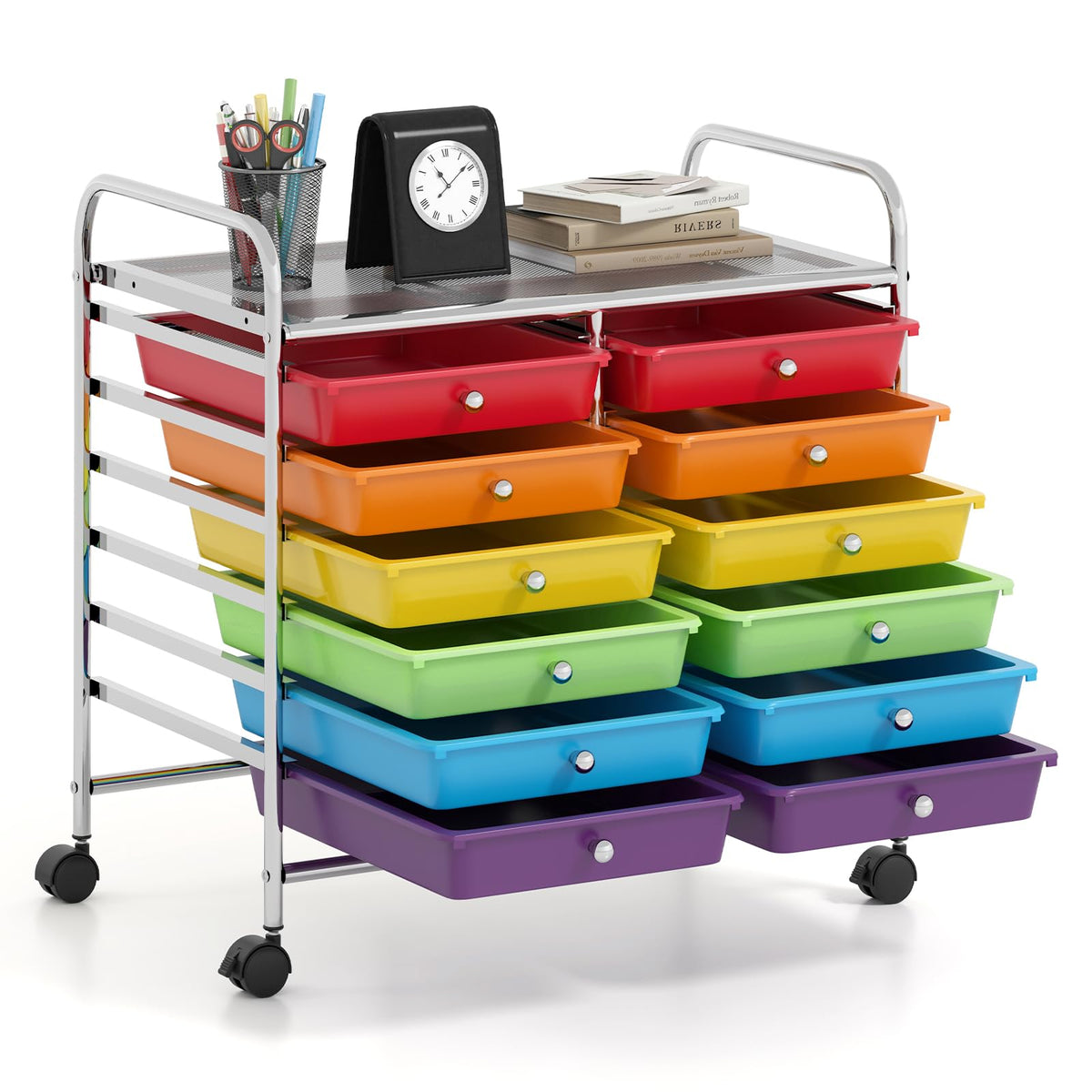 12 Drawer Rolling Storage Cart with Lockable Wheels M856
