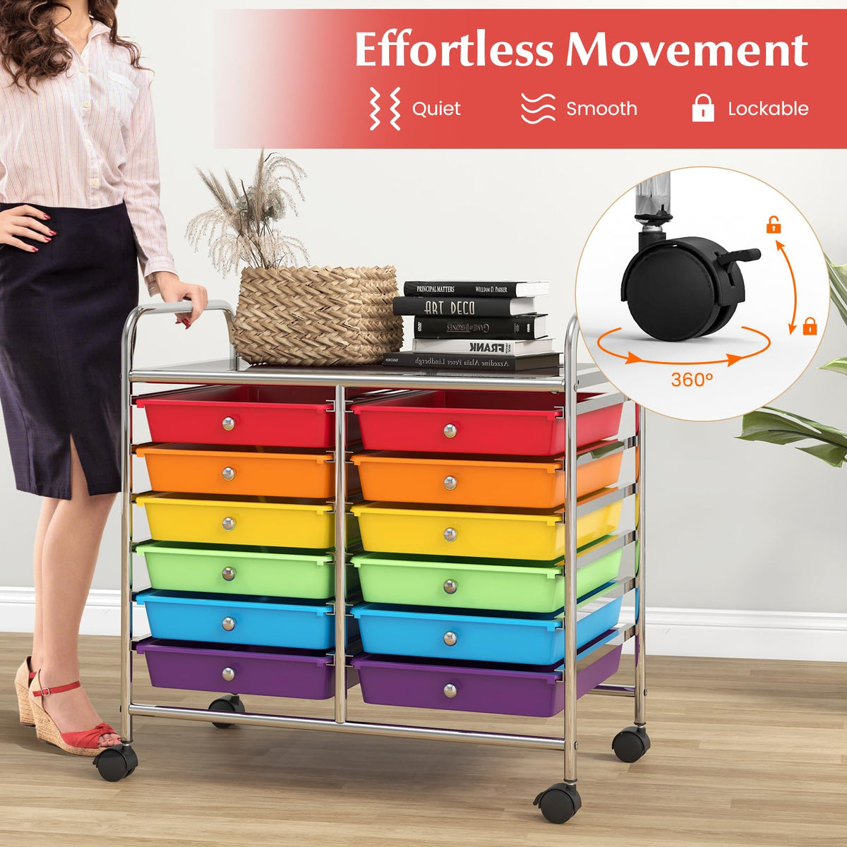 12 Drawer Rolling Storage Cart with Lockable Wheels M856