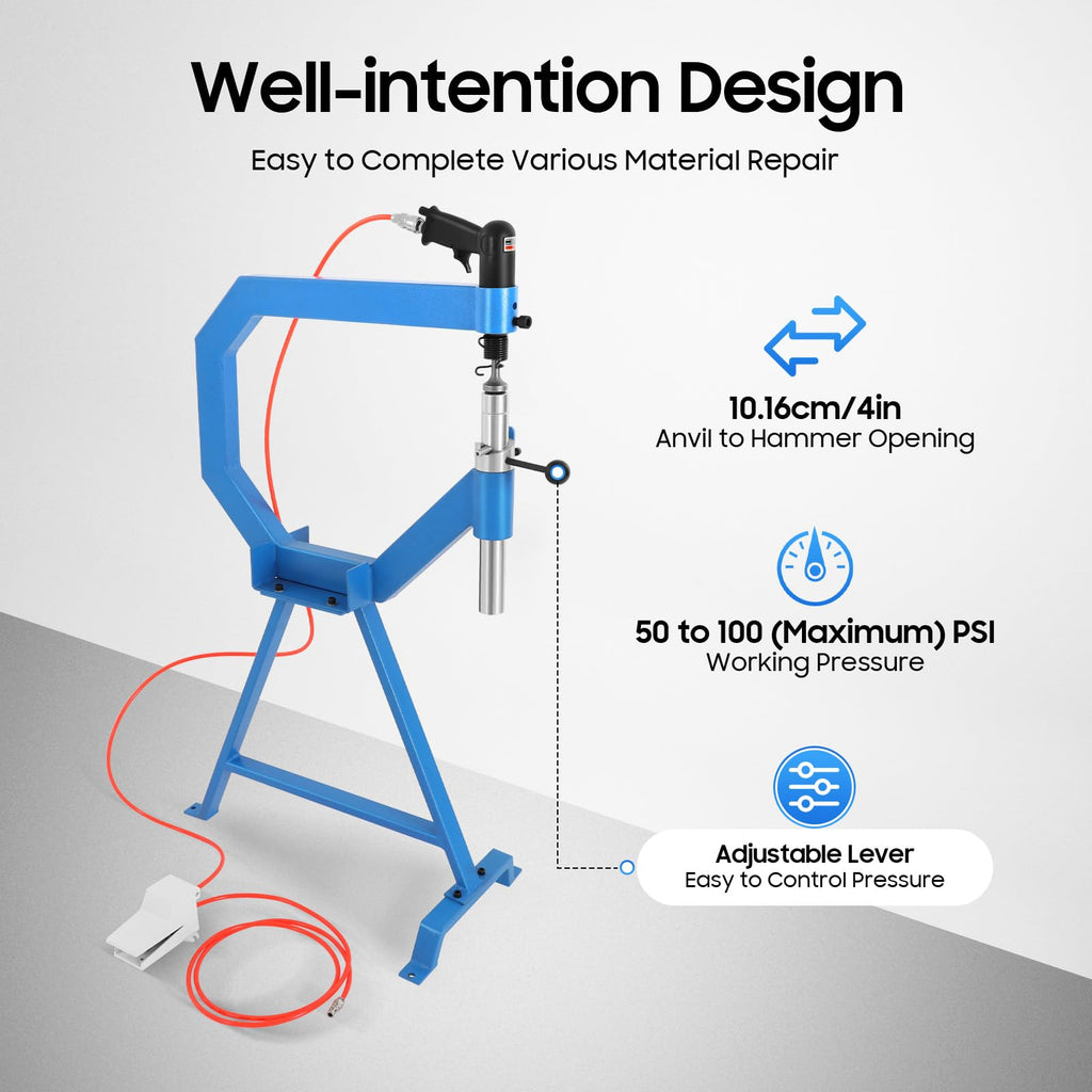 Pneumatic Planishing Hammer Metal Shrinker Stretcher with Stand & Pedal Y282