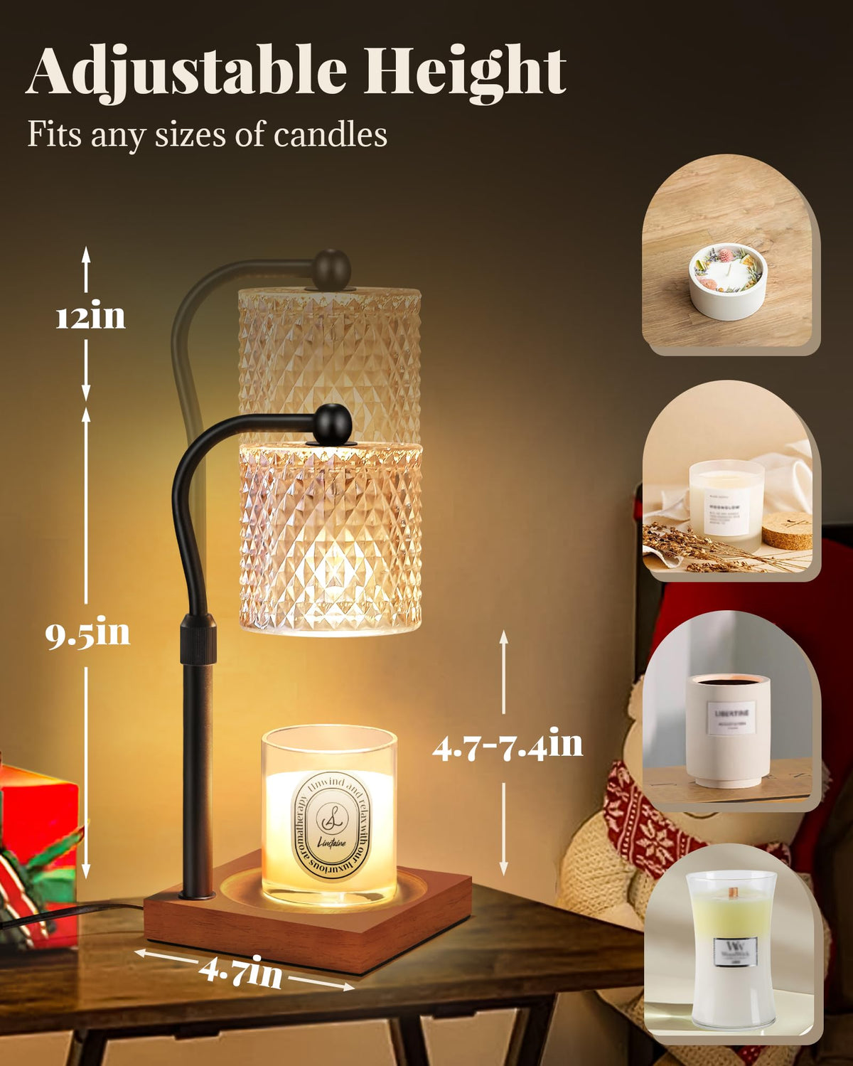2 Pack Candle Warmer Lamp with Timer Dimmer Adjustable Height Y32561